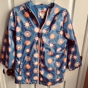 Cat &‎ Jack Kids Hooded Rain Jacket Blue Peach Sun Print Lightweight Kids Large